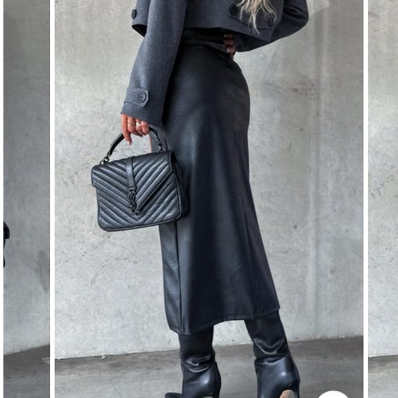 ❤️ Women’s  FAUX LEATHER MAXI SKIRT BLACK Women’s Leather Long Skirt Black ❤️ - Picture 5 of 7
